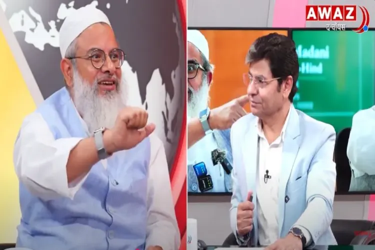 Maulana Mahmood Madni, President of the Jamiat Ulema-e-Hind and Atir Khan, Editor-in-Chief, Awaz-the Voice