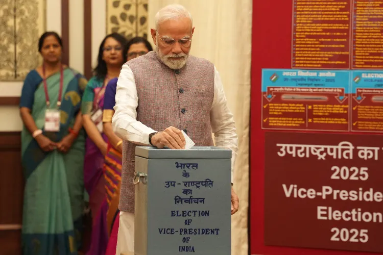 Prime Minister Narendra Modi casting his vote for 15th Vice Presidential election
