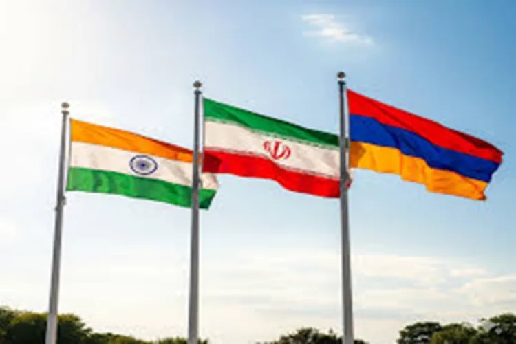 National flags of India, Iran and Armenia