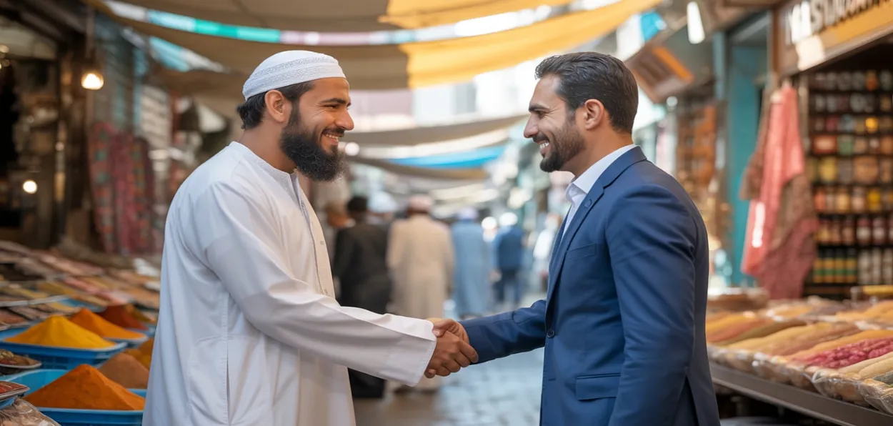 A Muslims man greeting the other (AI-Generated image)