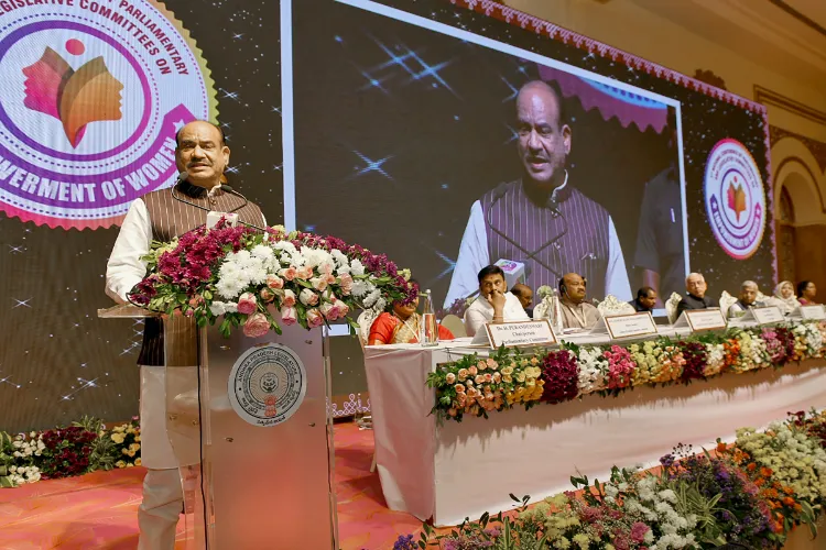 Lok Sabha Speaker Om Birla addresses the first National Conference of Parliamentary and Legislative Committees on Empowerment of Women at Tirupati