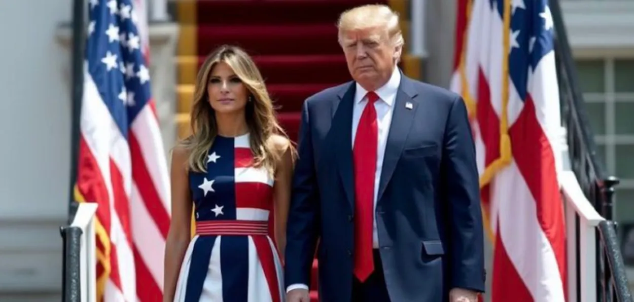 Us President Donald J Trump with his wife Milenia Trump