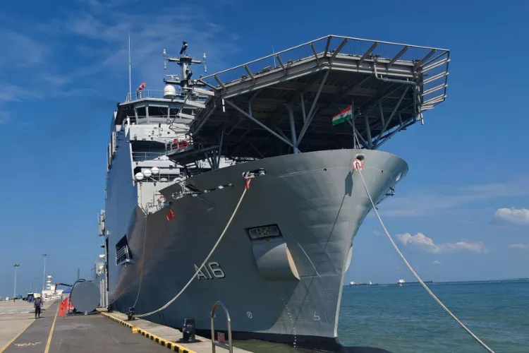 Indian Navy's latest indigenously designed and constructed Diving Support Vessel (DSV), INS Nistar