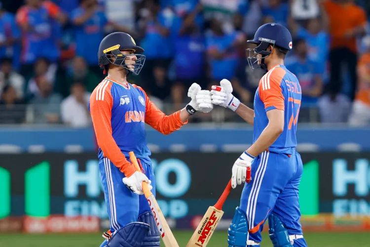 Abhishek Sharma and Shubhman Gill during match with Pakistan in Dubai