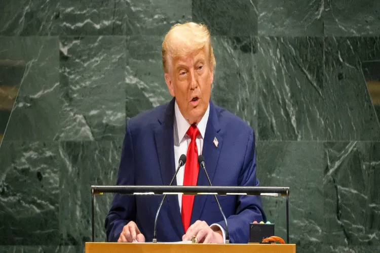 US President Donald Trump speaking at UN General Assembly