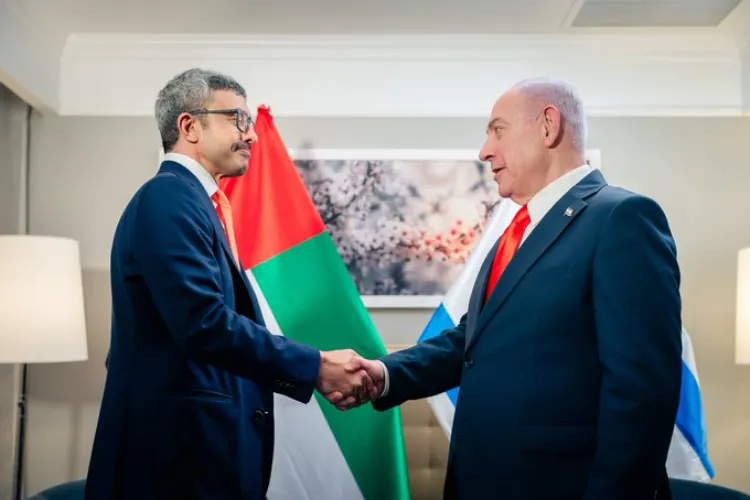 Sheikh Abdullah bin Zayed Al Nahyan, Foreign Minister of UAE with Israeli Prime Minister Benjamin Netanyahu in New York