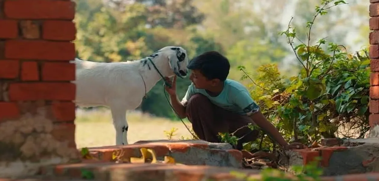 Faizan and his goat - scene from Hindi film Ilham