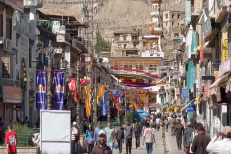 Leh main market during curfew relaxation