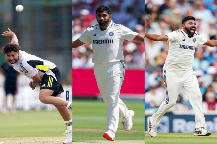 Indian Cricketers Mohammed Siraj, Kuldeep Yadav and Jasprit Bumrah