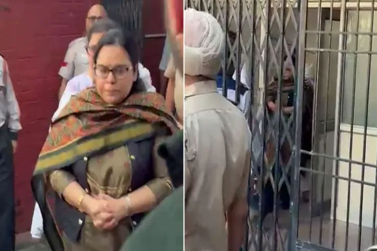 Amneet K Kumar coming out of the police station after filing a case