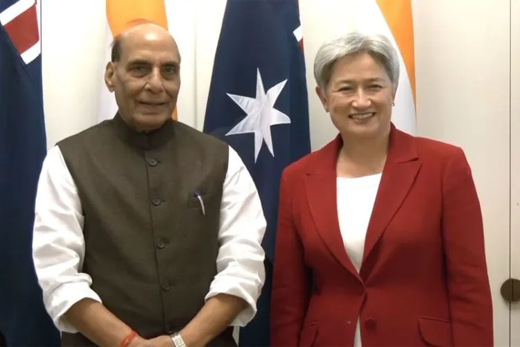 Rajnath Singh with Australian FM Penny Wong