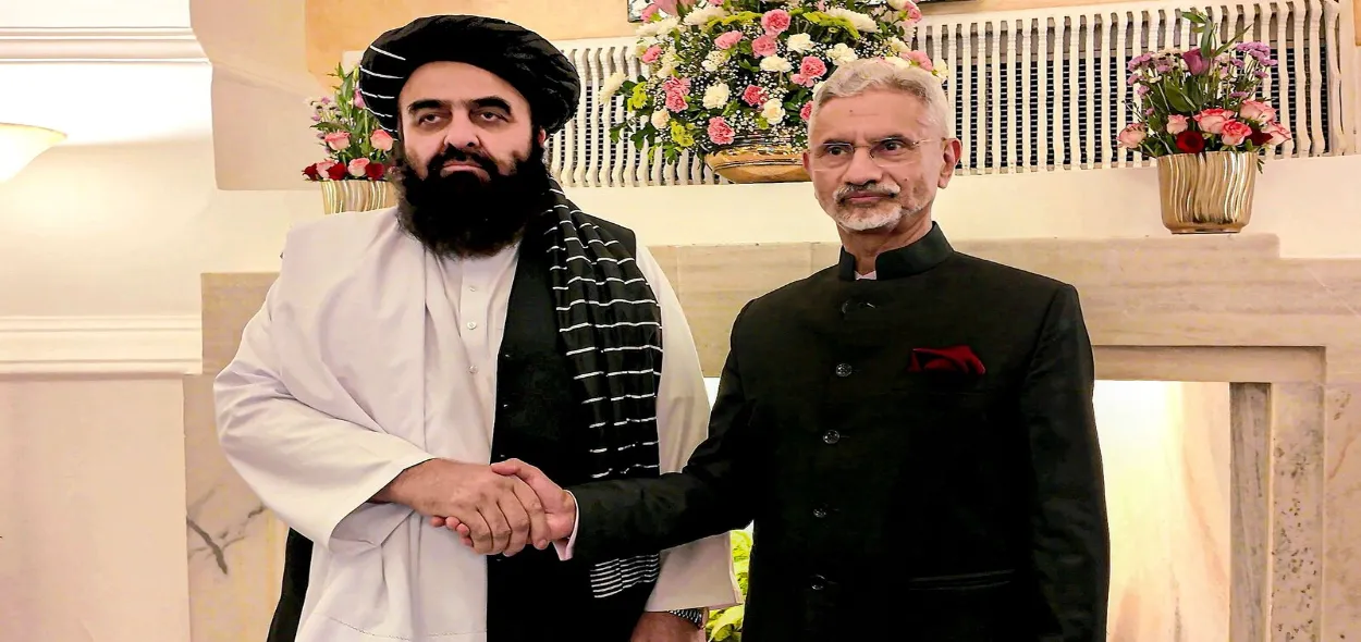 External Affairs Minister S Jaishankar during his wide-ranging talks with Afghan Foreign Minister Amir Khan Muttaqi