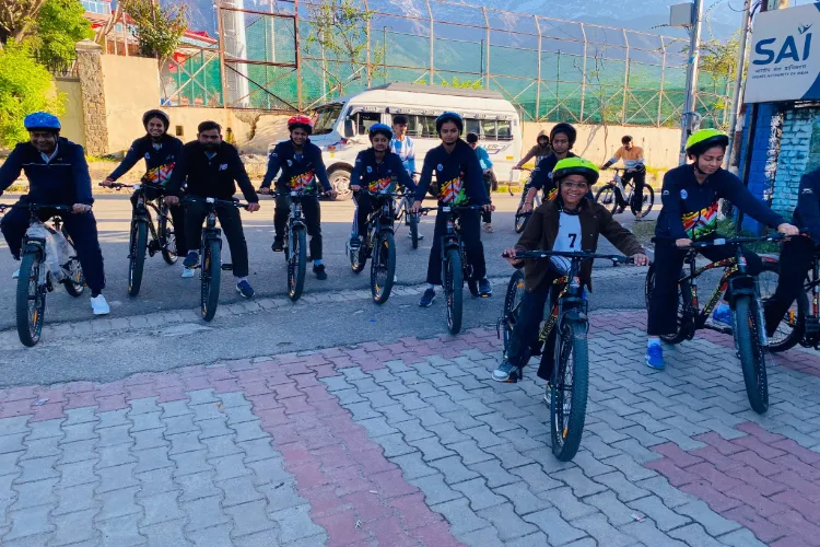 Children cycling on Sundays in Dharmashala, Himachal Pradesh