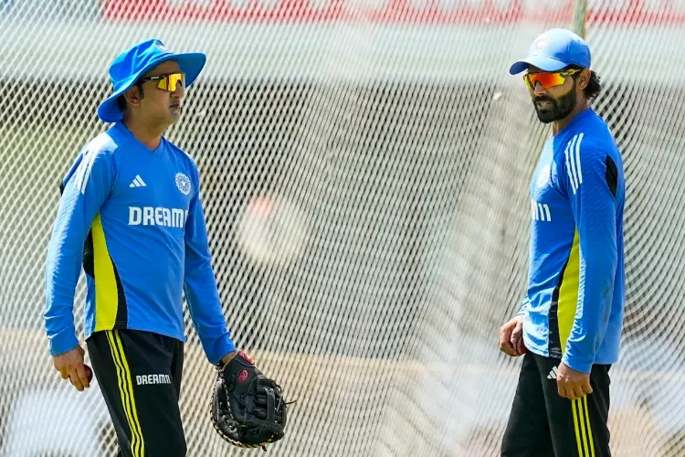 India's veteran all-rounder Ravindra Jadeja with  head coach Gautam Gambhir