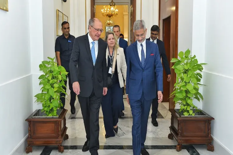 External Affairs Minister S Jaishankar with Brazil's Vice President Geraldo Alckmin 