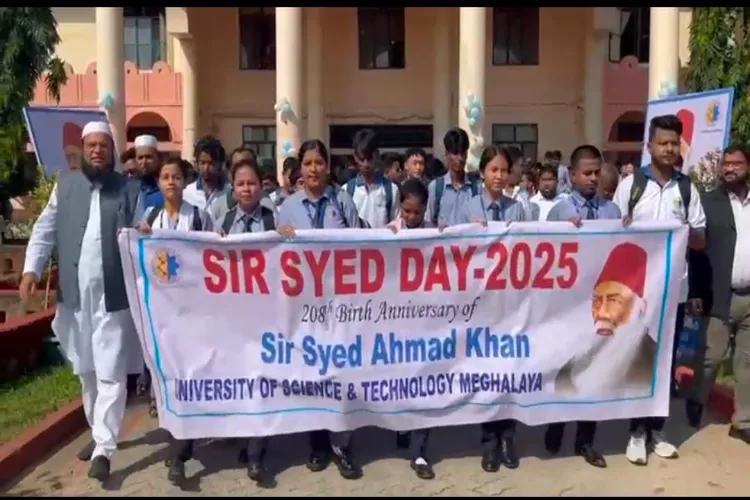 Chancellor Mahbubul Hoque WITH Students outside the Sir Syed Hostel of USTM