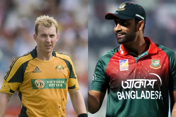 Cricketers Brett Lee and Tamim Iqbal 