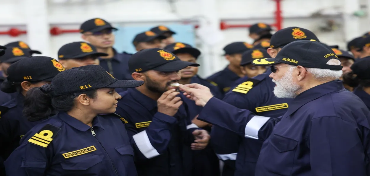 Prime Minister Narendra Modi with Naval personnel on Diwali (X)