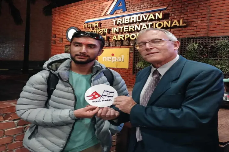Bipin Joshi with a senior official of the Unversity on his arrival in Tel Aviv