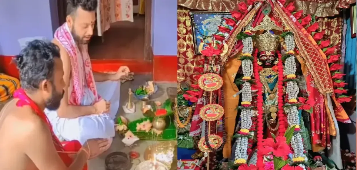 Qasim Mian offering prayers to Goddess Kali at his house