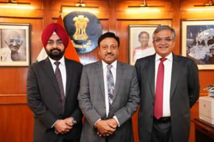 Chief Election Commissioner Rajiv Kumar with Election Commissioners Gyanesh Kumar and Sukhbir Singh Sandhu 