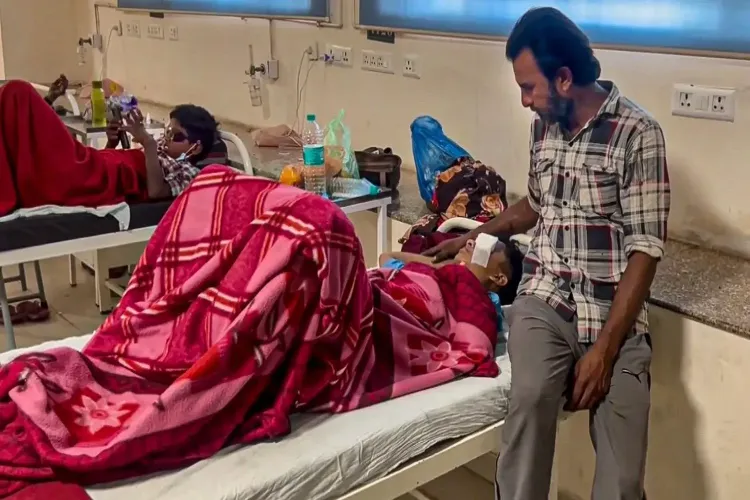 Patients with injures due to calcium carbide guns in Bhopal