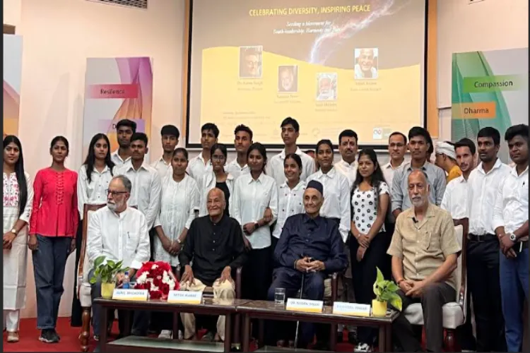 Dr Karan Singh and other dignitaries with students at the function