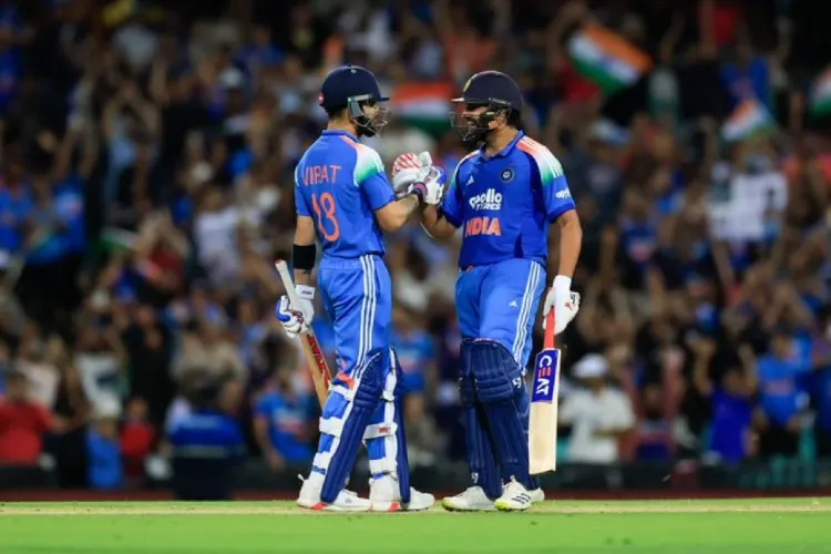 Rohit Sharma and Virat Kohli on the crease