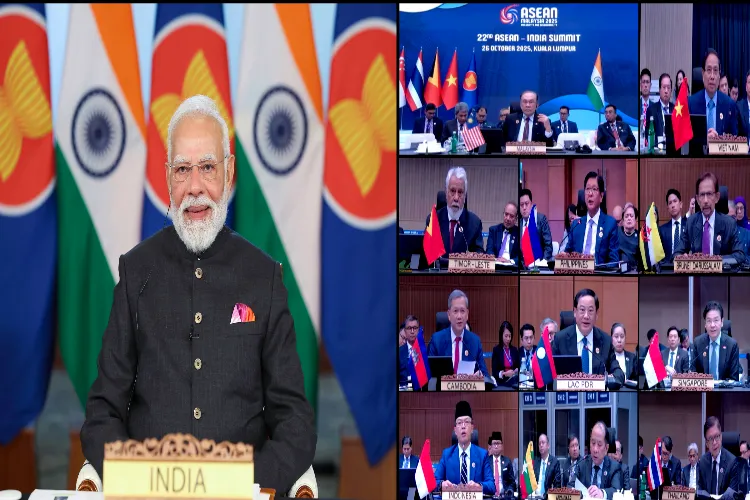 Prime Minister Narendra Modi virtually addresses the India-ASEAN (Association of Southeast Asian Nations) Annual Summit via video conferencing, in New Delhi
