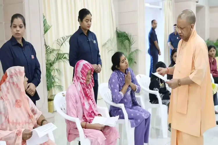 Uttar Pradesh Chief Minister Yogi Adityanath during Janta Darshan at his residence
