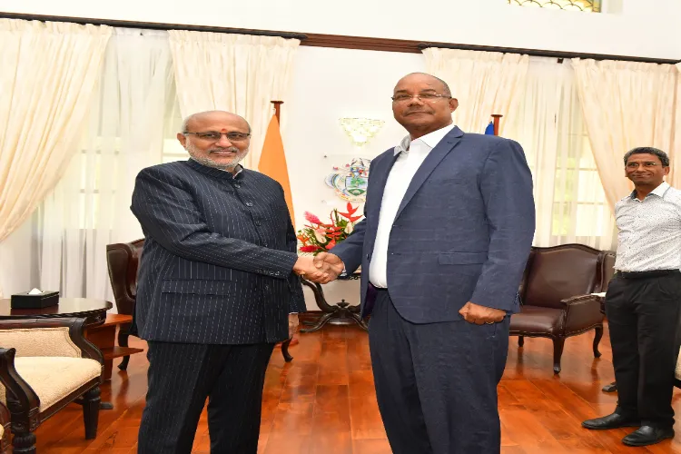 Vice-President C P Radhakrishnan meets President Patrick Herminie of the Republic of Seychelles 