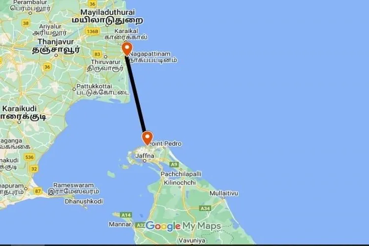 The ferry route between Indian and Srilanka