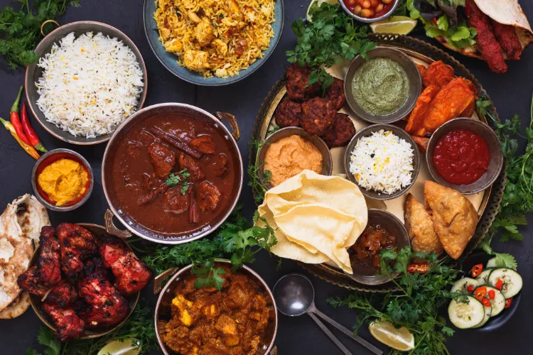 A traditional Indian spread showcasing the rich variety of regional cuisines