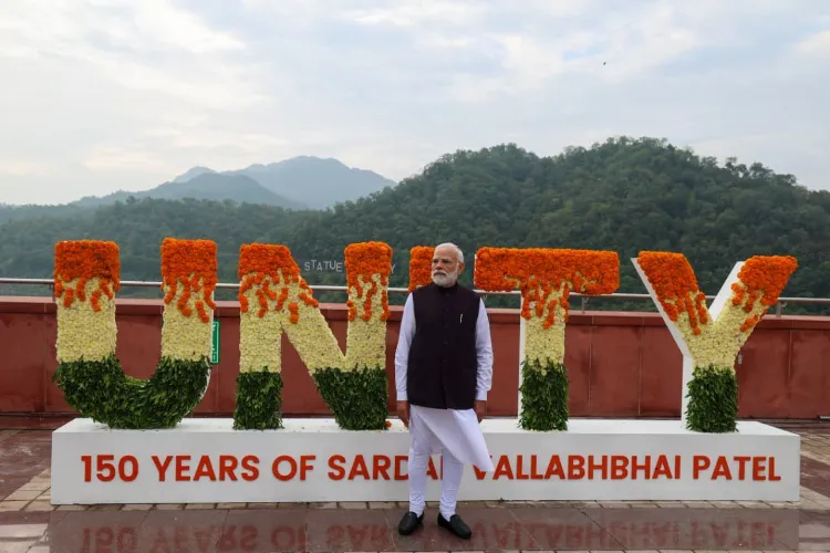 Prime Minister Narendra Modi  at the Statue of Unity at Kevadia