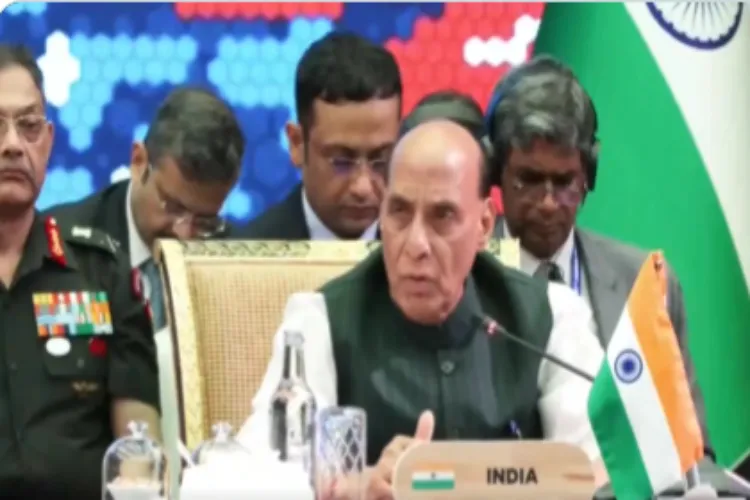 Defence Minister Rajnath Singh speaking at the India-ASEAN defence Ministers' meet in Malaysia