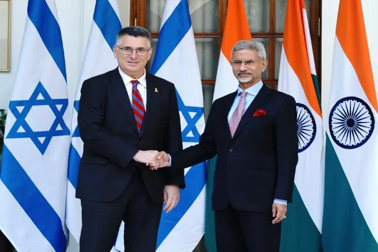 Israel's Foreign Minister Gideon Sa'ar with EAM Jaishankar