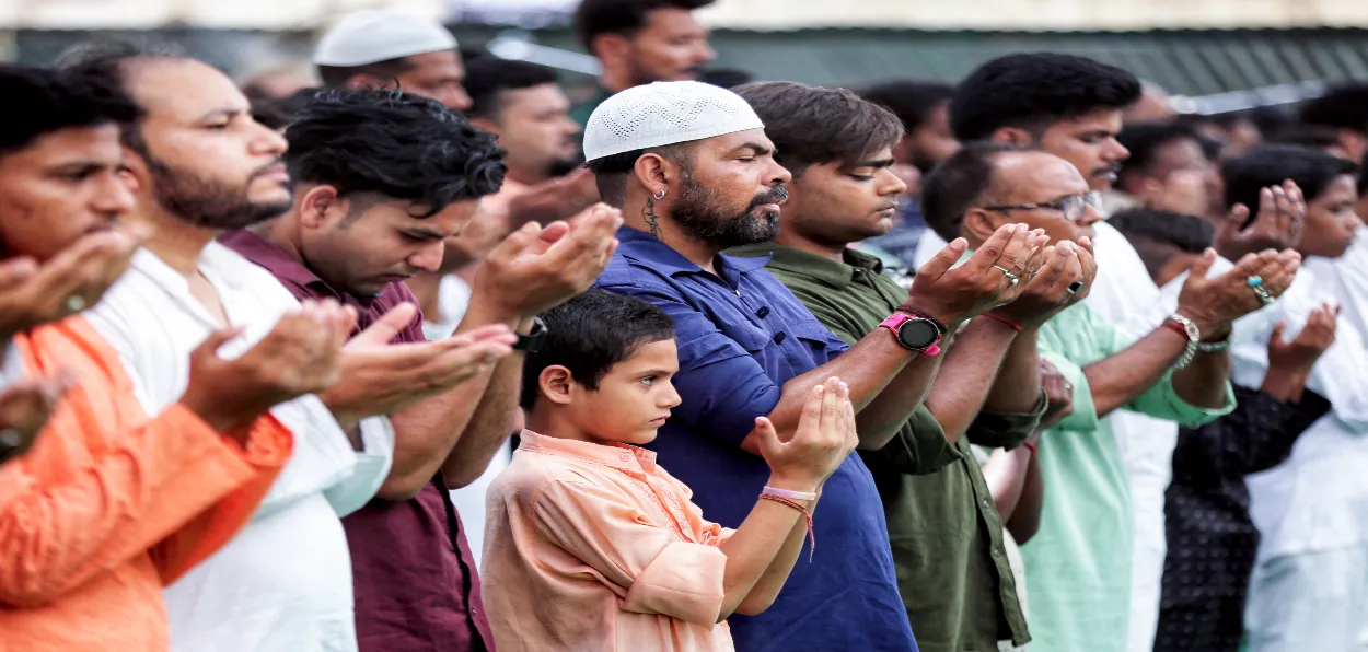Muslims praying