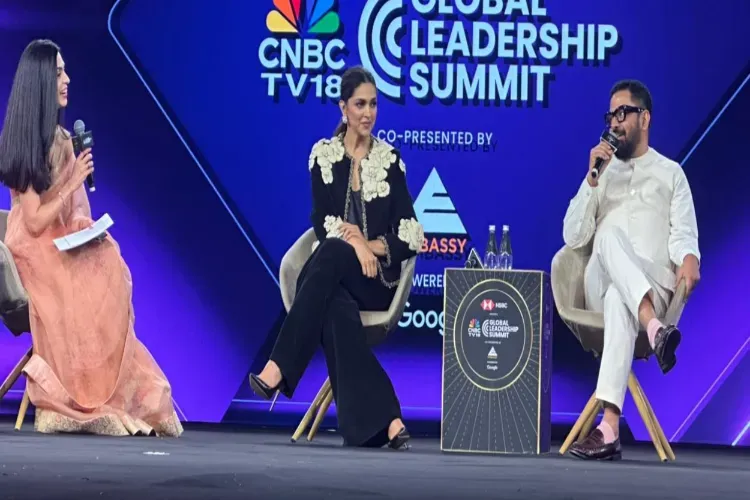 Deepika Padukone speaking at the  CNBC TV's Global Leadership Summit al