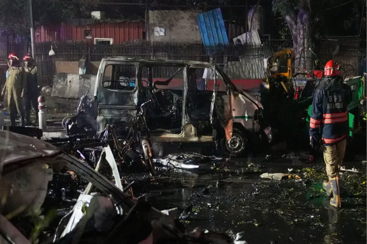 The scene at the site of Delhi blast