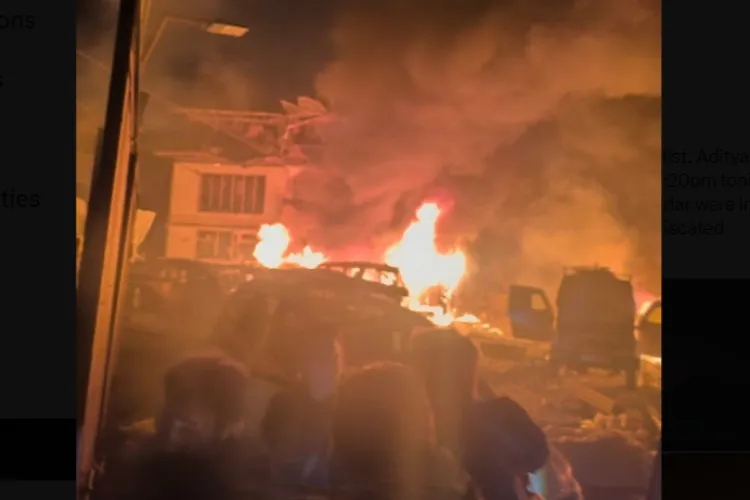 Nowgam Police Station on fire after the blast