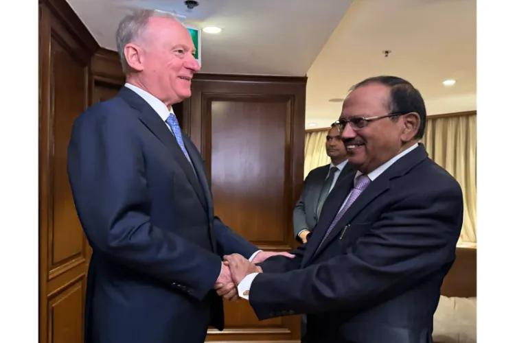 Aide to Russian President,  Nikolay Patrushev with National Security Advisor Ajit Doval
