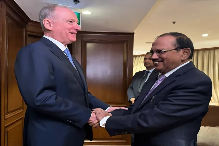 Aide to Russian President,  Nikolay Patrushev with National Security Advisor Ajit Doval