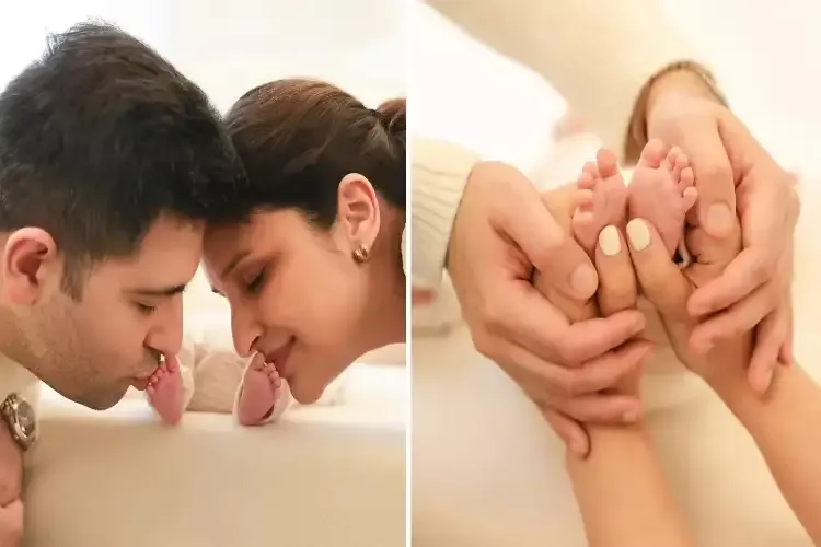 Parineeti Chopra and Raghav Chaddha with their son Neer