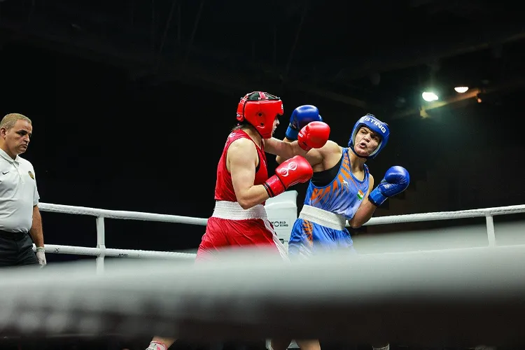 An Indian boxer during her bout