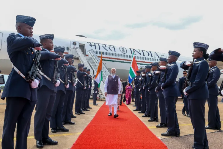 Prime Minister Narendra Modi lands in Johannesburg