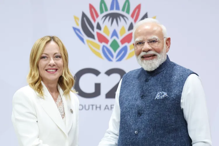 Prime Minister Narendra Modi with Italian PM Giorgia Meloni at G 7 Summit