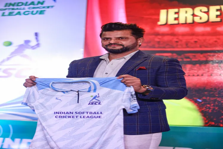 Suresh Raina, former cricketer and official ambassador for the Indian Softball Cricket League (ISCL), during the jersey launch of ISCL, in New Delhi