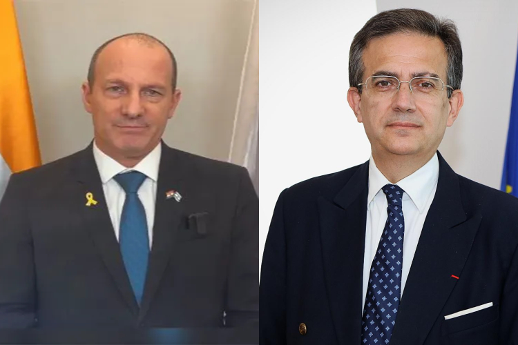 Israel Ambassador Reuven Azar and France Ambassador Thierry Mathou