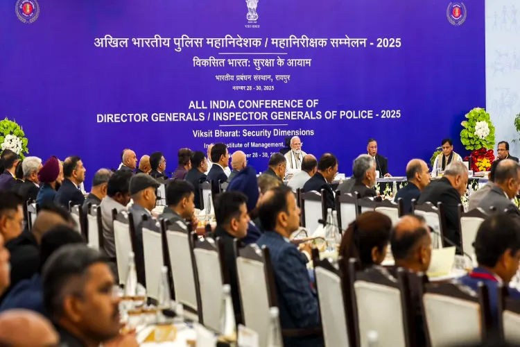 Prime Minister Narendra Modi and others during the All India Conference of Director Generals and Inspector Generals of Police, in Raipur