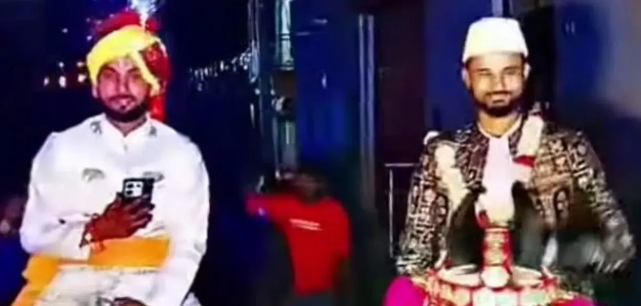 Aman Sharma and Imran Ali riding horses for the ceremony